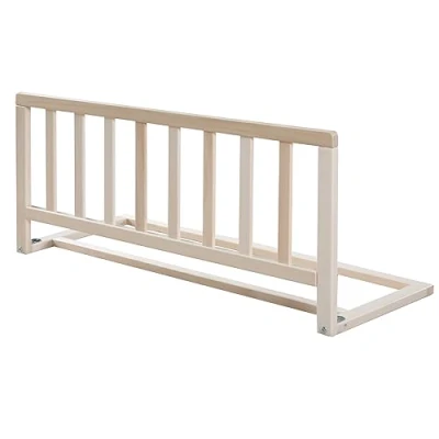 Abbildung von roba Bettschutzgitter 90 cm Länge aus Massivholz, sicherer Rausfallschutz für Babys und Kinder ab 18 Monaten, einfache Montage ohne Bohren, Höhe 38 cm, klappbar mit extra Sicherung, natur
