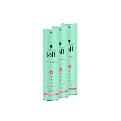 Abbildung von Schwarzkopf Taft Haarspray Volumen (3x 250 ml), Haltegrad 4 Haarstyling, für feines Haar, Haarspray, vegane Formel*
