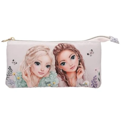 Abbildung von Depesche 13307 TOPModel Summer Feeling Schlampertasche in Rosa, mit Model Motiv, Blumen und Schmetterlingen, Federtasche 3 Innenfächern