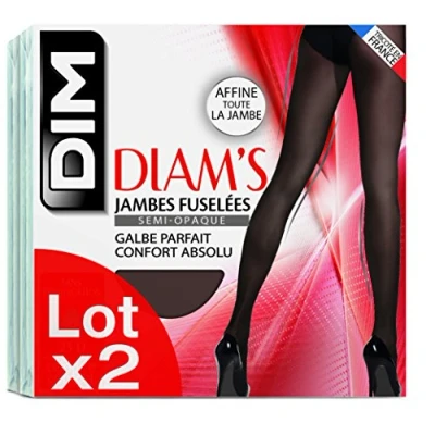 Abbildung von Dim Strumpfhosen Komfort Diam&#039;s Halbtransparent Damen x2, Black, M