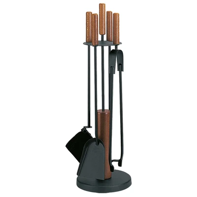 Abbildung von Firefix Kamingarnitur &quot;Kaminbesteck mit dunlen Holzgriffen, beschichtet, schwarz&quot;, 5 teilig