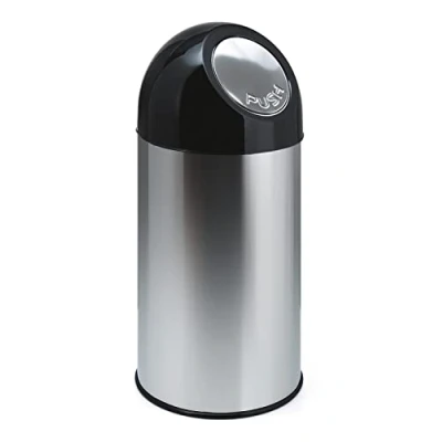 Abbildung von PROREGAL Klassischer Abfallbehälter mit Pushdeckel 40 Liter, HxBxT 67x31x31cm Metall Edelstahl