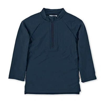 Abbildung von Sterntaler Badeshirt langarm uni UV Schutz 50+ Schwimmshirt mit Stehkragen Unisex Shirt Frontreißverschluss und Kinnschutz Kinder Badebekleidung, marine, Größe 116