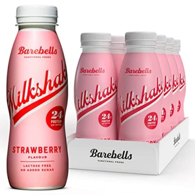 Abbildung von Barebells Cremiger Eiweiss shake zuckerarm, 24 Gramm Protein pro Flasche, laktosefrei Strawberry Milkshake, 8 x 330ml