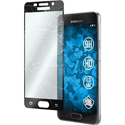 Abbildung von PhoneNatic 1 x Glas Folie klar Full Screen schwarz kompatibel mit Samsung Galaxy A3 (2016) A310 Schutzglas für