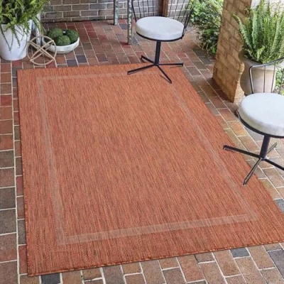 Abbildung von Carpetsale24 In &amp; Outdoor Teppich Wetterfest 120 x 170 cm Sisal Optik Kupferfarbe Waschbar, Wasserfest, Pflegeleicht, Flachgewebe Ideal für Balkon, Garten, Terrasse und als Küchenteppich