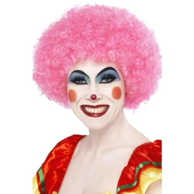 Abbildung von Smiffys Kostüm Perücke Clown pink für Fasching Halloween, Pinkes Clownskostüm Zubehör