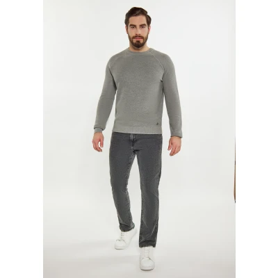 Abbildung von DREIMASTER Maritimer Herrenpullover XXL / Grau Melange 100% Baumwolle