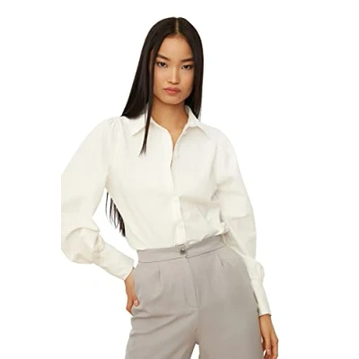 Abbildung von Trendyol Damen Regular Standard Hemdkragen Gewebtes Weiß Hemd, 40