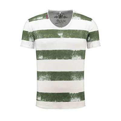 Abbildung von Key Largo T Shirt Airflight vintage Look MT00238 V Auschnitt gestreift kurzarm slim fit