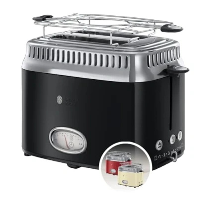 Abbildung von RUSSELL HOBBS Toaster 21681 56, 2 kurze Schlitze, 1300 W, Retro Classic Noir