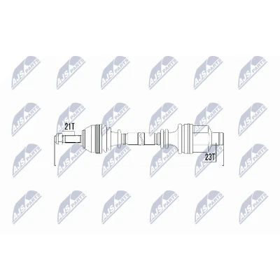 Abbildung von NTY NPW RE 014 Antriebswelle Vorderachse, Vorderachse links Schaltgetriebe 5 Gang, RENAULT: Kangoo I, CLIO 2, I Rapid