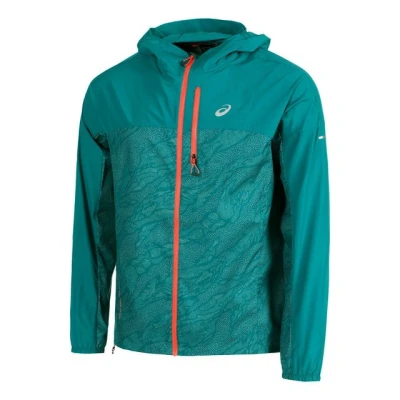 Abbildung von Asics Fujitrail Packable Jacket Windbreaker, Herren, Größe: Small, Rainy lake/ white sage