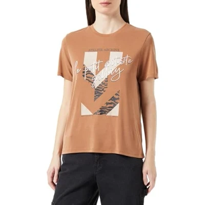 Abbildung von ONLY Damen Onlfree Modal S/S Atelier Top Box Jrs, Argan Oil/Print:gallery, L