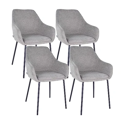 Abbildung von Kick Collection 4er Set Esszimmerstühl Guus Dunkelgrau Modern und Hochwertig Baumwolle Metall Erhältlich in vielen Farben
