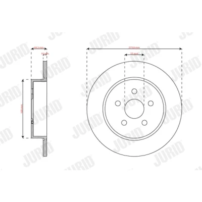 Abbildung von JURID Bremsscheibe TOYOTA: Yaris IV 274mm 10mm 5 100mm voll beschichtet 563741JC 42431K0010 Bremsscheiben, Scheibenbremsen