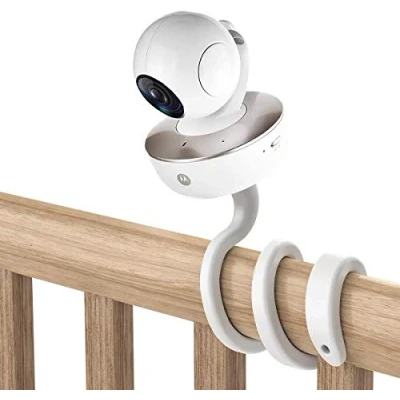 Abbildung von HOLACA Universal Baby Monitorhalterung für Arlo/Motorola Monitor/Nannio Monitor/HelloBaby Vielseitig alle Anderen Kameras mit 1/4 Schraubenhalter ohne Werkzeug oder Wandschäden (weiß)