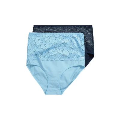 Abbildung von Ulla Popken Slip Maxislips 2er Pack High Waist Spitzenbund