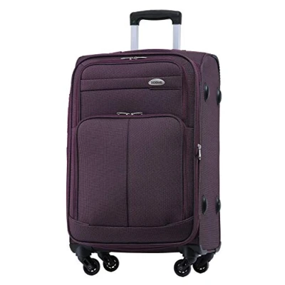 Abbildung von BEIBYE Leichter Stoffkoffer Kofferset Trolley Außentaschen Dehungsfuge mehr Stauraum mit Zahlenschloss (Lila, XL Großer Koffer 74cm)