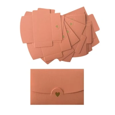 Abbildung von CZAKOMIX 40PCS Mini Briefumschläge, Perlglanzpapier Umschlag mit Herz Verschluss, Geschenkkarte Umschlag, für Diy GeschenkKarten Weihnachten Valentinstag Geburtstagsfeier Geschenk Card(Rosa)