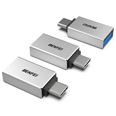 Abbildung von BENFEI USB C auf 3.0 Adapter, 3 Stück OTG Typ Adapter [Thunderbolt 3/4] to 3.1/3.0/2.0, Kompatibel mit iPhone 15 Pro/Max MacBook Pro/Air 2023 iPad Pro iMac S23 XPS 17 usw, Silber