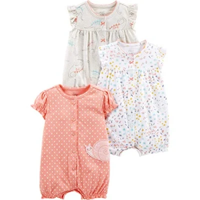Abbildung von Simple Joys by Carter&#039;s Baby Mädchen 3 Pack Snap up Rompers Strampler, Rosé/Weiß/Beige, 0 Monate (3er Pack)
