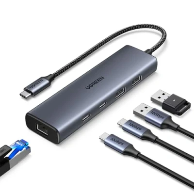 Abbildung von UGREEN 10Gbps USB C hub Ethernet Adapter mit 2*USB 3.2 ＆ A Gigabit kompatibel iPhone 16, iPad Pro/Air, MacBook Galaxy S24, Steam Deck usw.