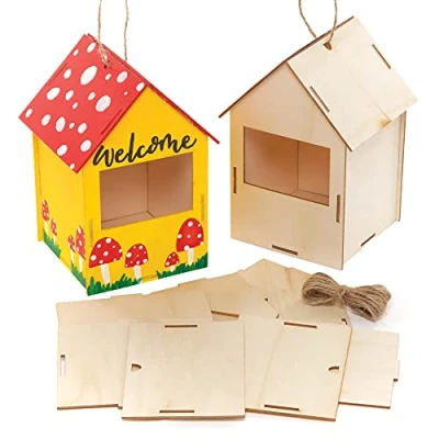 Abbildung von Baker Ross FE929 Rotkehlchen Nistkasten Kits 2 Stück Machen Sie Ihr eigenes Vogelhaus, Holzhandwerk für Kinder zum Dekorieren und Ausstellen, Kunst Bastelprojekte Draußen