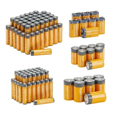 Abbildung von Amazon Basics Alkalisch Batterie Super Vorteilspackung, 48 AA und 36 AAA 8 C D 9 Volt, 108er Pack