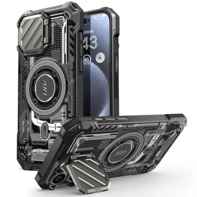 Abbildung von SUPCASE für iPhone 15 Pro Max Hülle mit Kameraschutz [Kompatibel MagSafe] Dünne Handyhülle Bumper Case Magnetische Schutzhülle Ständer [UB Mag XT] 2023 (BalckC)