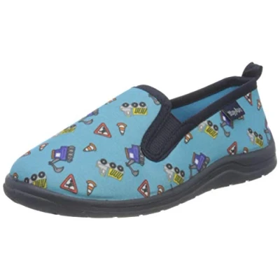 Abbildung von Playshoes Allover Baustelle, Unisex Kinder Niedrige Hausschuhe, Blau (blau 7), 24/25 EU (7.5 Child UK)