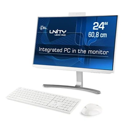 Abbildung von All in One PC CSL Unity U24W AMD, 60,5 cm (23,8 Zoll, 1920x1080 Full HD) Leistungsstarker AIO (AMD Ryzen 7 5700G CPU 8x3800 MHz, 4000 GB M.2 SSD, 64 DDR4 RAM, Windows 11 Home), weiß