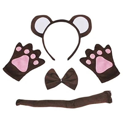 Abbildung von Petitebelle Stirnband Bowtie Schwanz Handschuhe 4pc Kostüm Einheitsgröße Braun Affe