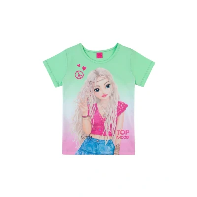Abbildung von TOP Model Tshirt print für Kinder, Größe: 164, Green ash