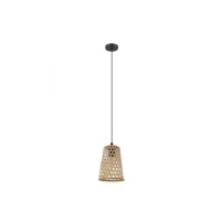 Abbildung von Eglo 43252 NATURE Pendelleuchte CLAVERDON Stahl schwarz, Holz natur E27 1X40W Ø18cm H:110cm dimmbar