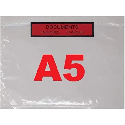 Abbildung von Hülsen 250 Aktentasche hierin A5 (A4 Blatt gefaltet in zwei) bedruckten transparenter Klebstoff C5 225 x 165 mm