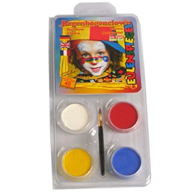 Abbildung von Eulenspiegel 204573 Schmink Set Regenbogenclown, für ca. 40 Masken, Schminkfarben, Karneval, Mottoparty