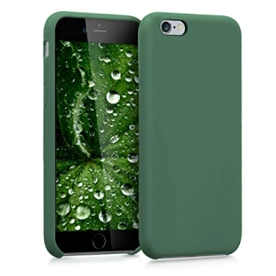Abbildung von kwmobile Hülle kompatibel mit Apple iPhone 6 / 6S Silikon Handy Case Handyhülle weiche Oberfläche kabelloses Laden Dunkelgrün
