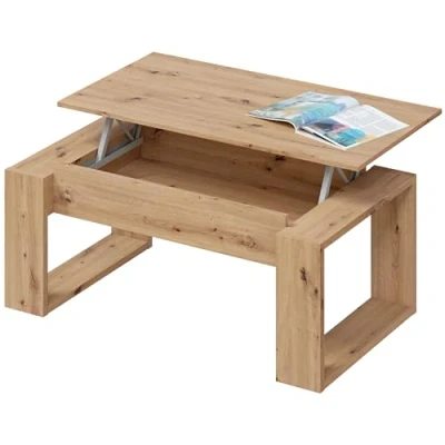 Abbildung von Habitdesign Höhenverstellbarer Couchtisch, Melamin, Eiche Nodi, Pequeña
