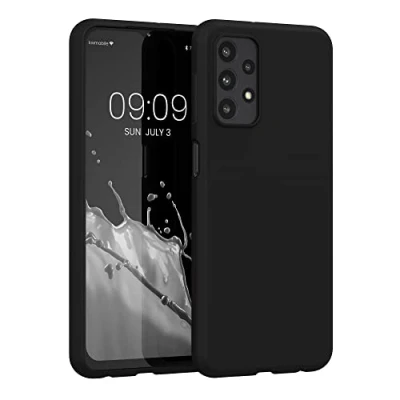 Abbildung von kwmobile Hülle kompatibel mit Samsung Galaxy A23 4G / 5G weiches TPU Silikon Case Cover geeignet für kabelloses Laden Schwarz