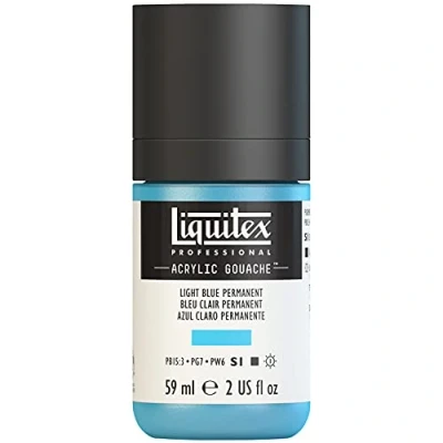 Abbildung von Liquitex 2059770 &#039;Liquitex Professional Acrylic Gouache, Acrylfarbe mit Gouache Eigenschaften, Lichtecht, wasserfest, 59ml Dosier Flasche Hellblau Permanent