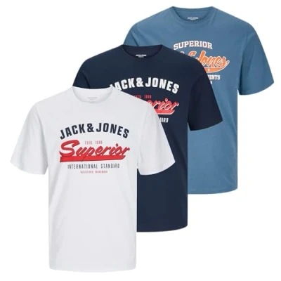 Abbildung von Jack &amp; Jones Elogo SS Oneck COL Tshirt print, Herren, Größe: XL, Soothing sea melange