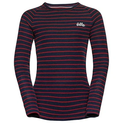 Abbildung von Odlo Kids Funktionsunterwäsche Langarm Shirt mit Streifen Print ACTIVE WARM ORIGINALS ECO, dark sapphire sundried tomato, 152