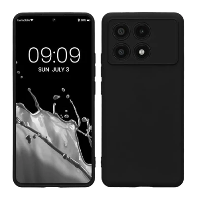 Abbildung von kwmobile Handyhülle kompatibel mit Xiaomi Poco X6 Pro 5G Hülle Handy Case aus weichem Silikon in Schwarz matt