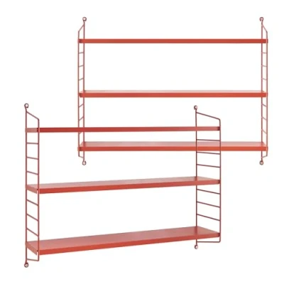 Abbildung von [en.casa] Modulares Wandregal Strängnäs 2er Set Metallregal Rot Hängeregal mit 3 Regalböden Badregal Küchenwandregal Wandablage Wohnzimmer
