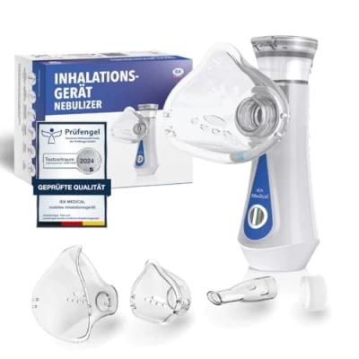 Abbildung von IEA Medical Inhalator Inhalationsgerät, Inhalator, Vernebler, mobiles Komplettset, Set, Inhaliergeräte für Erwachsene, Erwachsene
