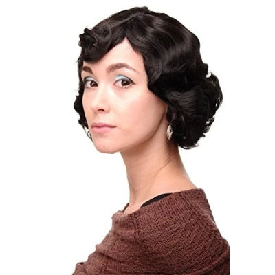 Abbildung von WIG ME UP A4002 3 Damenperücke Perücke 20er Jahre Swing Bob gewellt Braun Dunkelbraun ca. 25 cm