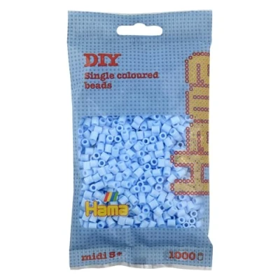 Abbildung von Hama Perlen 207 97 Bügelperlen Beutel mit ca. 1.000 Midi Bastelperlen Durchmesser 5 mm in Pastell Eisblau, kreativer Bastelspaß für Groß und Klein