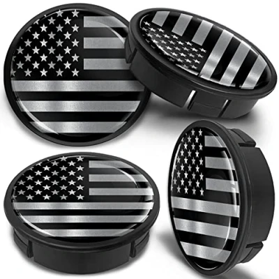 Abbildung von SkinoEu 4 x 60mm Universal Alufelgen Nabenkappen Felgen Kappen Felgendeckel Radkappen Radnabendeckel Nabendeckel Felgenkappen USA Flagge Fahne Silber CX 63