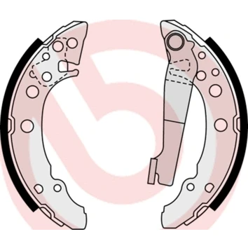 Abbildung von BREMBO S 85 535 Bremsbacken 180 31 mit Handbremshebel VOLKSWAGEN: Lupo / 3L, AUDI: A2, SEAT: Arosa